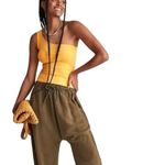 Anthropologie  Shirt Women Extra Small Yellow‎ Ribbed Knit One Shoulder Tank Top Photo 2