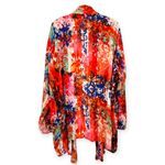 Life Style Women | 1X | Open Front Abstract Cardigan Kimono Top Coverup Orange Photo 2