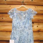 Mac Duggal  68192  Blue Embroidered Applique Wrap Over Flutter Sleeve Gown Photo 11