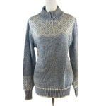 Fair Isle Sweater Baby Blue & Ivory 1/4 Zip Pullover Cotton Country Aprés Large Photo 11