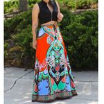 Forever 21 Womens Sz M Colorful Boho Maxi Skirt Vibrant Paisley Festival Summer Hippie Photo 5