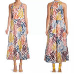T Tahari Multi Color Cotton Tiered Midi Dress Size XL Sleeveless Summer Boho Photo 1