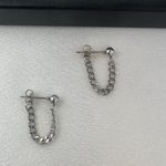 Metal Chain Dangle Drop Earrings for Men Women Streetwear Hip Hop Unisex Style Silver Photo 2