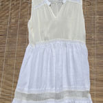 120% Lino 42 S White Sleeveless Lace Linen Silk Dress Made In Italy Photo 0