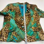 Russell Kemp Jacket Blazer Animal Leopard Print 100% Silk Vintage Size 8 80s Brown Photo 4