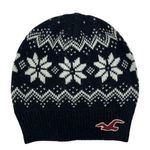 Hollister  Slouchy Beanie Women’s Winter Hat Knit Fair Isle Black Front Logo Warm Photo 0