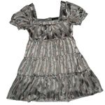 Trixxi  Womens Lined Tiered Pouf Sleeve Square Neck Mini Party Baby Doll Dress S Photo 3