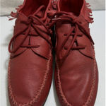 VTG 80S WOMENS 9 RED FRINGE LEATHER BOOTIES HUNTER’S RUN‎ BOOTS SHOES Photo 0