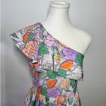 Entro Dress Women S Purple Orange Floral One Shoulder 100% Cotton Tradwife Prep Photo 3