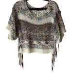 Rebecca Elliot Size S/M Rainbow Open Knit Fringe Festival‎ Sweater White Size M Photo 0
