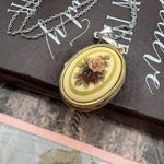 Floral Vintage Locket Necklace Mixed Metals Gold Photo 2