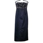 Ann Taylor  Black Lace Satin Gown Strapless Long Dress Photo 2
