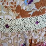 Multicolor Floral Tiered Maxi Skirt Lace Trim, Elastic Waist M20 Orange Size XL Photo 5