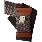 Brown Woven Fashion Statement Accessory Leather Belt Sz M/L Photo 4