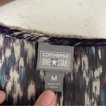 Converse 🦋  One Star Purple Cream Button Down Short Sleeve Sheer Blouse Medium Photo 1