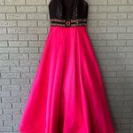 Mac Duggal Dress 65805H Color Block Open Back Ball Gown Black Pink Size 10 Photo 3