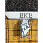 BKE Shirt Women’s Size XS Yellow Brown Plaid Button Up Long Sleeve Embroidered Photo 6