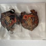 Western bullhead flower pattern wooden drop‎ earrings Brown Photo 9