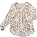 Lucky Brand  Floral Pink and Orange Flowy Smocked Blouse, Size Medium Photo 6