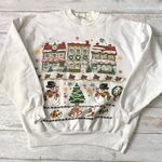 Hanes Women’s L White Crewneck Sweatshirt Christmas Sweater Snowman Holiday Large Photo 0