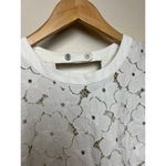 Sandro  Paris White Lace Short Sleeve Top with Black Silk Piping Sz. 1 (US S/4) Photo 2