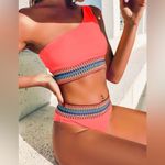 SheIn High Waist Pink Tribal Waist Cheeky Swim Bottom LARGE Wild Side Poolcore Photo 4