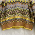 Andrew Marc  NY Mustard Lurex Geometric Sweater Photo 3