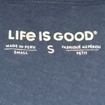 Life is Good  Blue Rainbow Daisy Sz Sm V-Neck Textured T-Shirt‎ Tee Top Photo 3