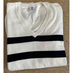Daily Sports Sweden Women Sweater White Navy Stripe V Neck Long Sleeve Knit Sz M Size M Photo 0