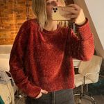 TJ Maxx Cropped Red Velvet Sweater Photo 0