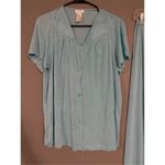 Vanity Fair  Vintage Baby Blue Short Sleeve Button Up Pajama Set Nylon M Photo 1
