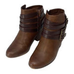 Material Girl  Womens‎ Ankle Boots Booties Buckle Strappy Zip Brown Size 7.5 Photo 0