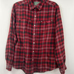 Woolrich Shirt Womens Red Long Sleeve Wool Blend Button-up Plaid Large Photo 0