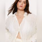 Nasty Gal  Cream Textured Oversized Long Sleeve Beach Shirt Photo 2
