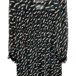 ZARA  Basic Sheer Black Long Sleeve Belt‎ Print Babydoll Shift Mini Dress Size M Photo 0