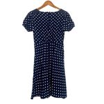 J.Crew Classy Lightweight Polka Dot Lined Short Sleeves Midi Dress 4 Navy Blue Photo 4
