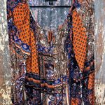 Karen Kane  boho blouse, size medium, orange blue Photo 0