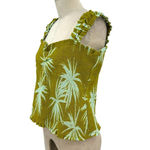 Anthropologie Maeve Smocked Tank Top Palm Tree Floral Print Green Size XL Photo 5