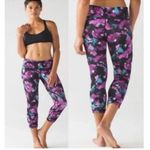 Lululemon Wunder Under hi Rise highwaist Midnight Bloom Black Deep Fuschia Photo 3