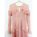 For Love & Lemons Gilded Star Mini Dress Size Medium Pink Silk Ruffle Cocktail Photo 10