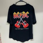 AC/DC  Black Button Down Shirt with Red and Yellow Logo unisex Photo 1