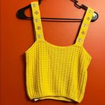 ZARA  Yellow Textured Tank Top with Floral Straps Photo 1
