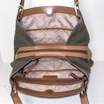 Michael Kors Olive Camel Raven Canvas Leather Shoulder Tote Purse Handbag Photo 8