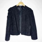 Saks 5th Avenue Sak Fifth Avenue Black Metallic Ruffle Shoulder Evening Jacket Size 2 Photo 1