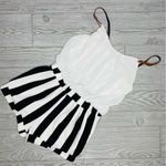 Double Zero  white top romper jumper shorts with leather straps large Photo 6