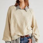 Free People Found My Friend Pullover Cream Textured Crewneck Sweatshirt Size XS Photo 0