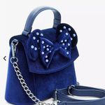 Lounge Fly NWT Disney Exclusive Minnie Mouse Ears blue velvet crossbody handbag Photo 1