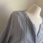 Saint Tropez West  Linen Top Womens Sz 1X Blue Striped Pullover Photo 1