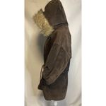 Wilson Brown Leather Jacket Heavy Coat Womens S Faux Fur Hood Boho Gorp Penny Photo 12