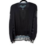 Free People Eden Sheer Black Blue Embroidered Flowy Long Sleeve Blouse Small Photo 5